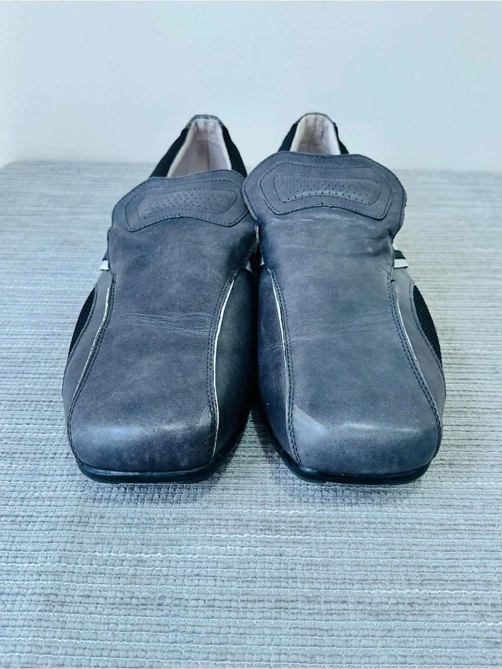 Rare‎ Vintage Steve Madden Mens Gray Leather Sport Loafer Sneakers Y2K Size 16